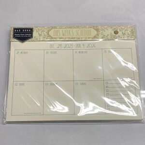 Rae Dunn This Week's Schedule Desk Calendar - Cream and Gold